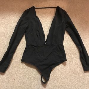 American Apparel Black Plunge Bodysuit